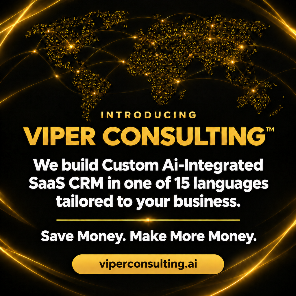 Introducing Viper Consulting™. We build custom, multi-AI-agent, automated SaaS CRMs, in any of 15 languages, tailored to your business. Save Money. Make More Money.